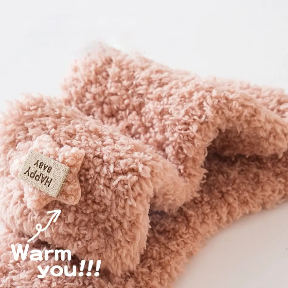 Cute Coral Fleece Baby Socks Shoes Soft Warm Toddler Shoes Anti Slip Cartoon Newborn Floor Socks Winter