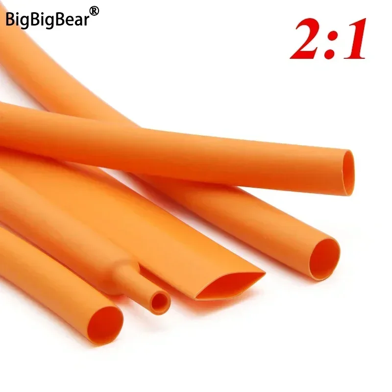 1/3/5M 2:1 Heat Shrink Heat shrink Tube Orange Diameter 1mm ~ 50mm Wire Repair DIY Cable Protecctor Tubing Sleeving Wrap