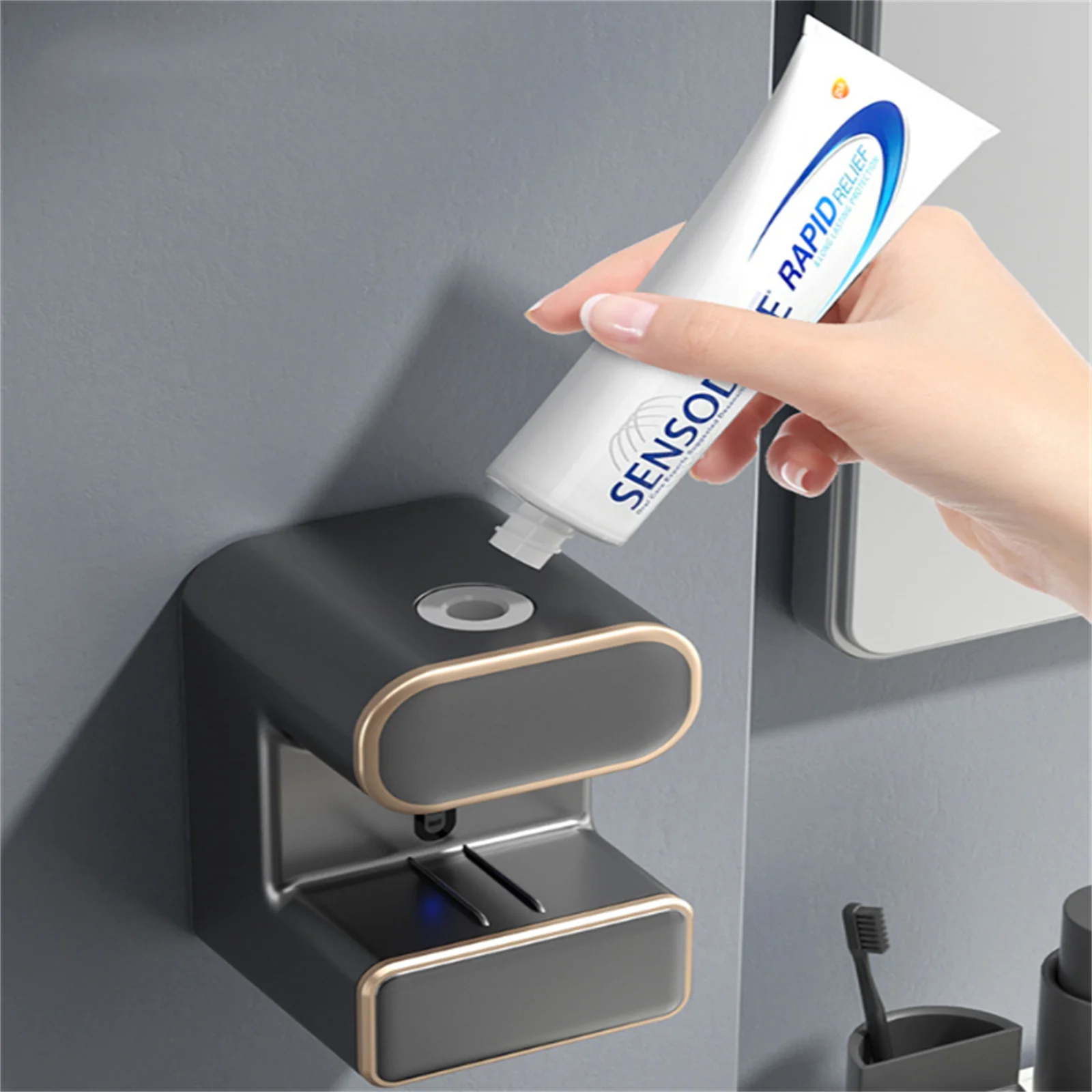 

Toothpaste Dispenser, Thermal Sensing Automatic Toothpaste Dispenser, Wall Mounted Electric Toothpaste Squeezer With 3 Toothbrus