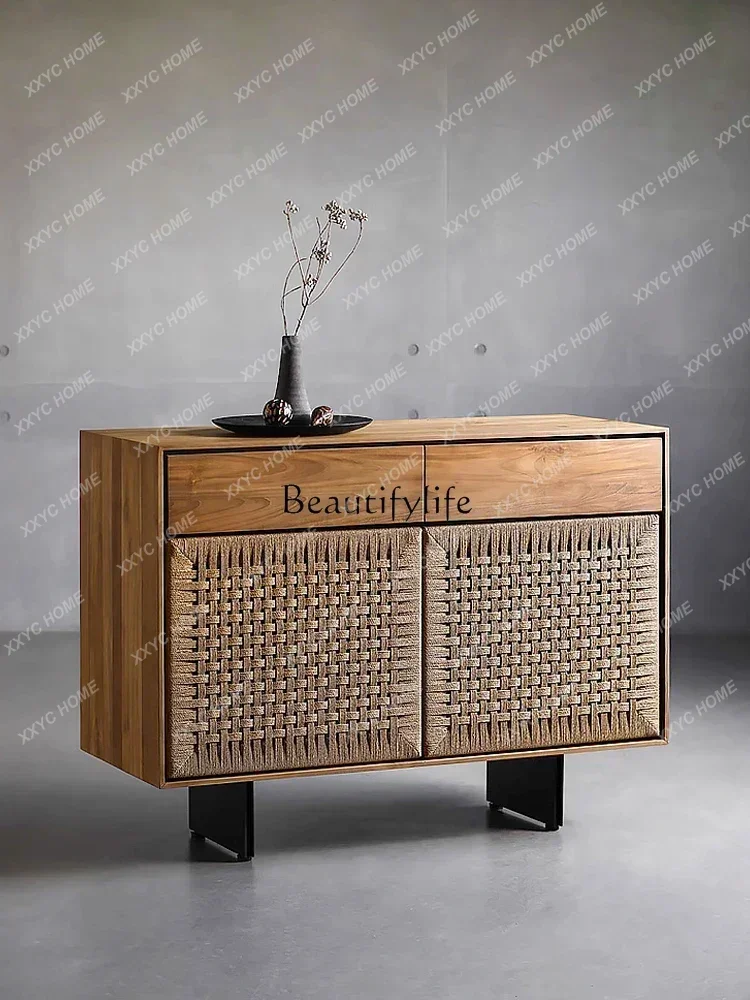 

Скандинавский плетеный веревочный сервант, входной шкаф из массива дерева, ТВ-шкаф, простой шкафчик для чая в гостиной