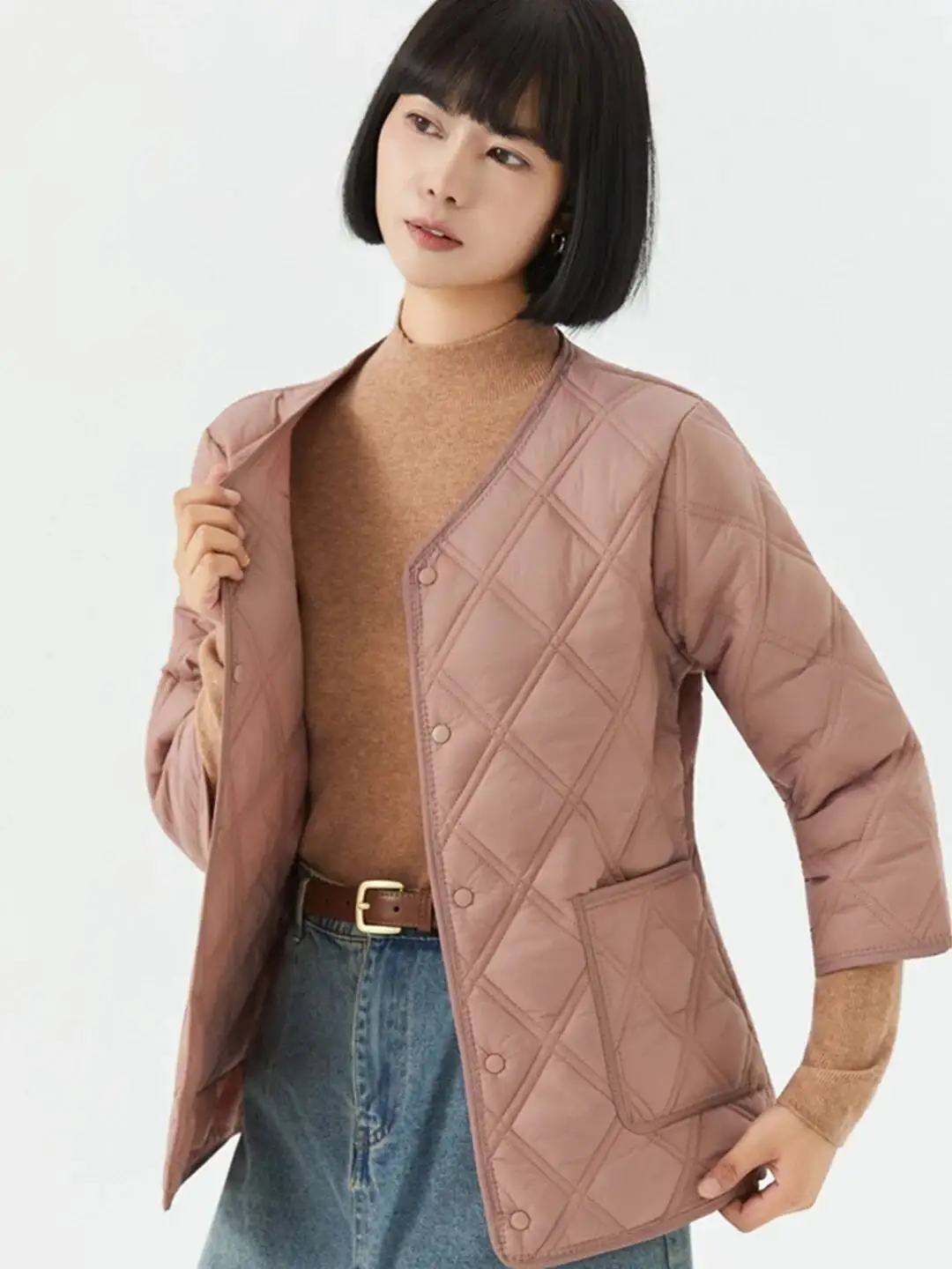 المرأة خفيفة الوزن Ort الدفء الخريف الشتاء أسفل القطن الحراري ملابس داخلية تخفيف سليم صالح زر... #1