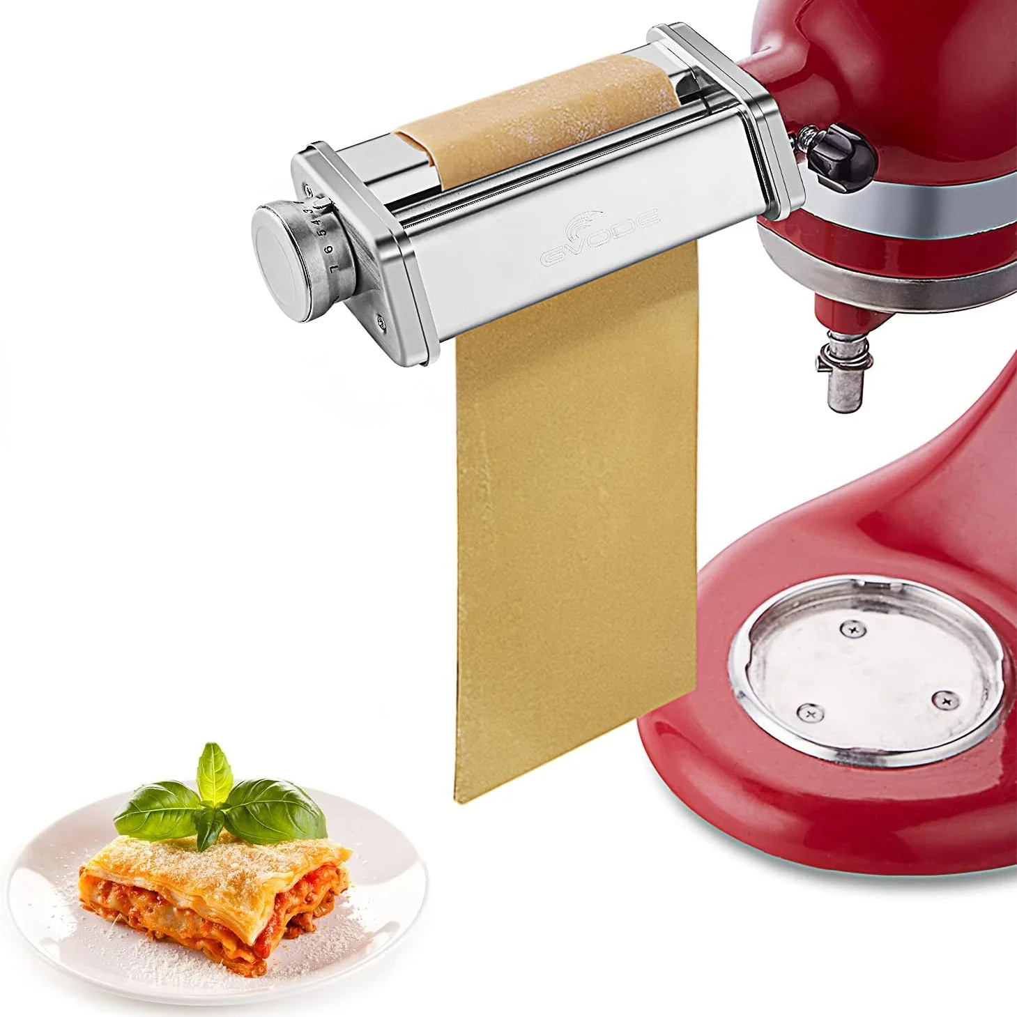 

1Pasta Roller Attachment for KitchenAid Mixer, Stainless steel Pasta Roller Attachment with 8 Adjustable thickness knob by Gvode