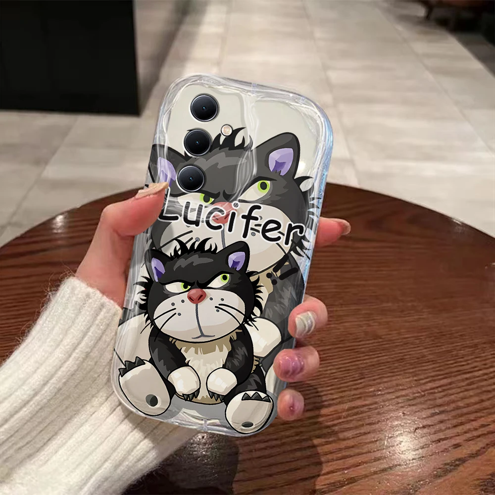 Cute Super Lucifer Cat 3D Wave Case For Xiaomi Mi 14 12 12T 11 Lite Poco M6 X6 X5 X4 F4 X3 M3 Pro 4G 5G Soft Silicone Cover