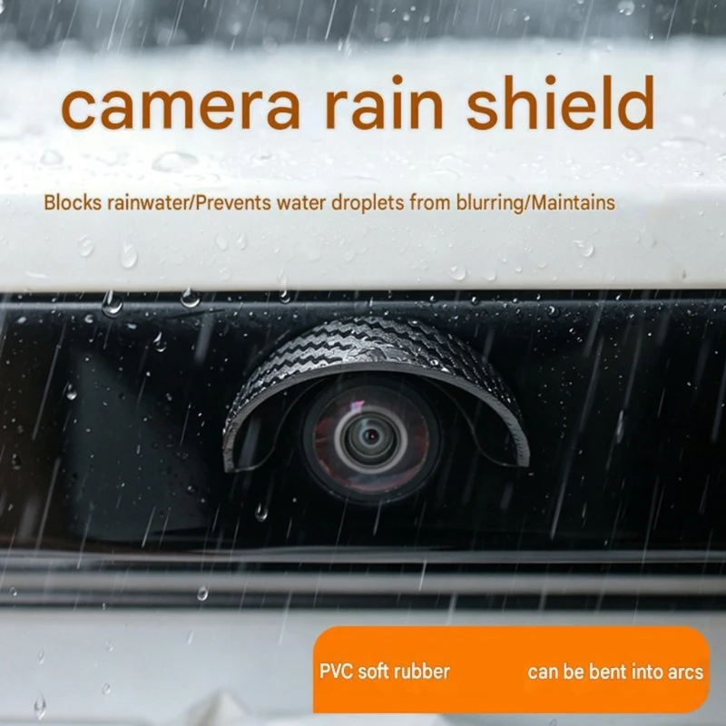 2/4pcs Rear View Camera Rain Cover, Black Curved PVC Guard with Adhesive Mount for Daily Driving and Wet Parking H8WE