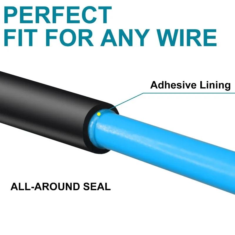 4-20mm Black Adhesive Lined Heat Shrink Tube 4:1 Shrink Ratio Waterproof Insulation Sleeve Dual Wall Cable Wire Protector 5M 10M