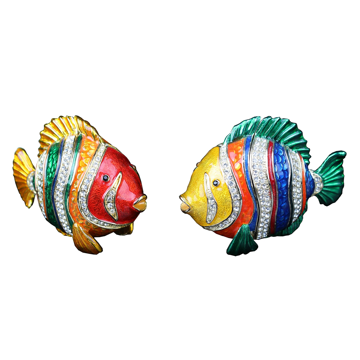 Nemo Fish Trinket Box With Crystal Bejeweled Metal Craft Collectible Gifts