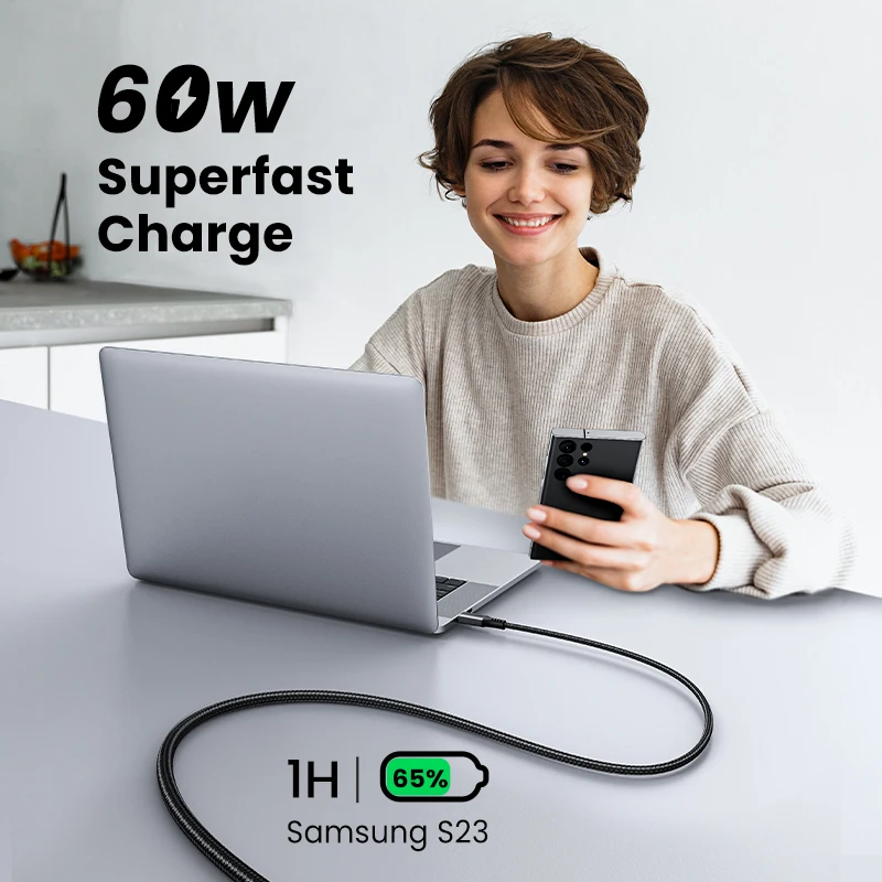 UGREEN 60W 100W USB Type C to USB C Fast Charging Cable for Macbook iPad Samsung Xiaomi USB Type C Fast Charger Cord 60W 100W