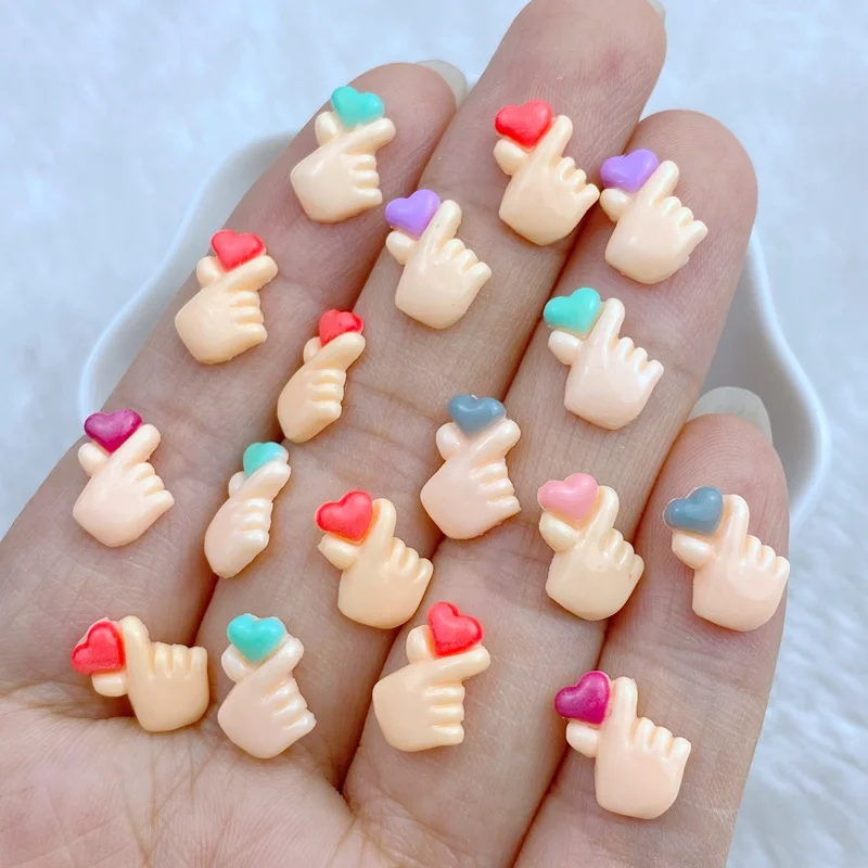 50Pcs New Cute 8*11mm Mini Little Bixin Gesture Series Resin Flatback Ornament Jewelry Making Manicure Decoration Accessories