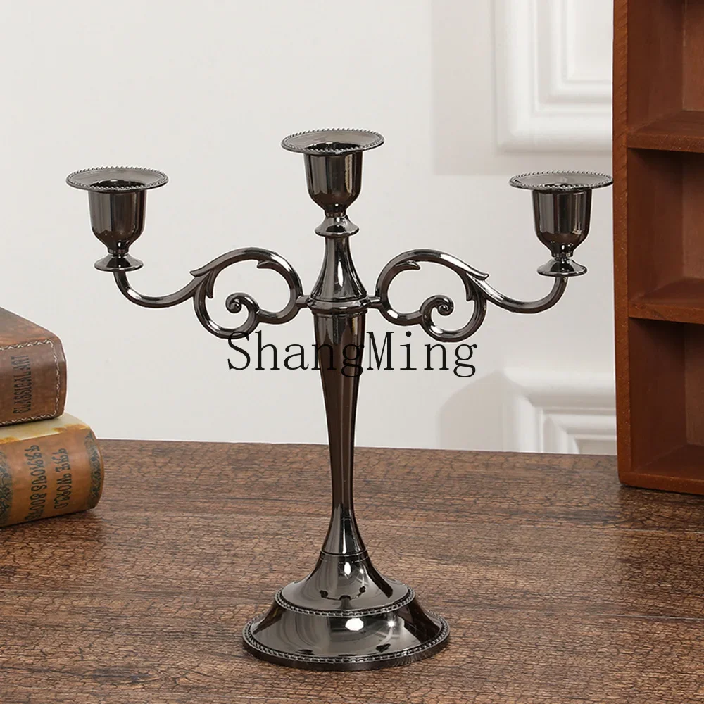 

CL three-headed candlestick ornament retro atmosphere candlestick ornament western food candlelight dinner hotel