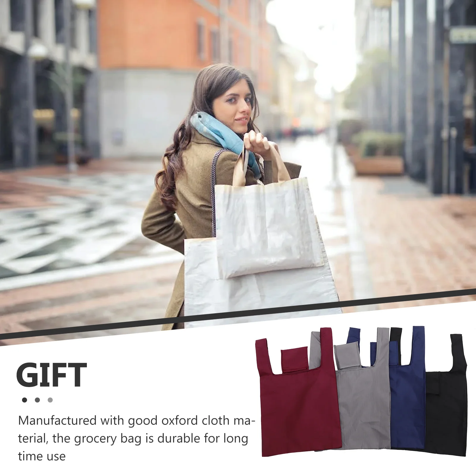 

4 Pcs Waterproof Hand-held Shopping Bag Storage Reusable Shopper Travel Bags Basket Foldable Folding