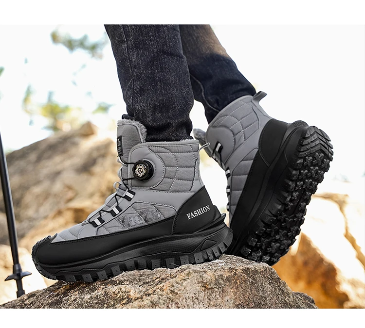 Winter-Outdoor-Arbeitsschuhe mit warmem Fleecefutter, trendige und vielseitige Herrenschuhe, leicht zu tragende, tragbare Herrenstiefel – Detail 9