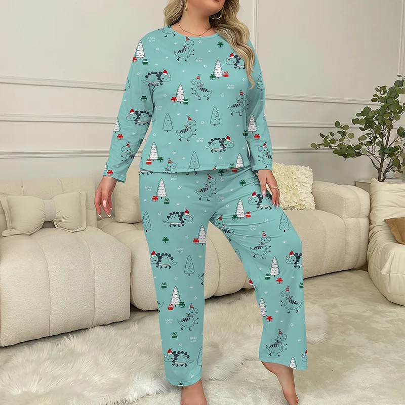 Women's Pijama Cartoon Grande Oversize Home Clothes Casual Loose Pajama Sets Autumn Winter Ladies Soft Cotton Sleepwear Suit