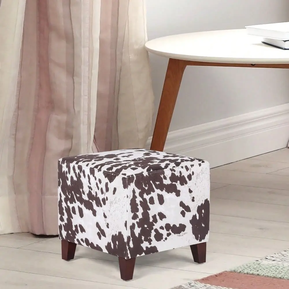 

Cube Ottoman Foot Stool Square Linen Fabric Foot Rest Seat With Wood Legs For Living Room Bedroom Entryway