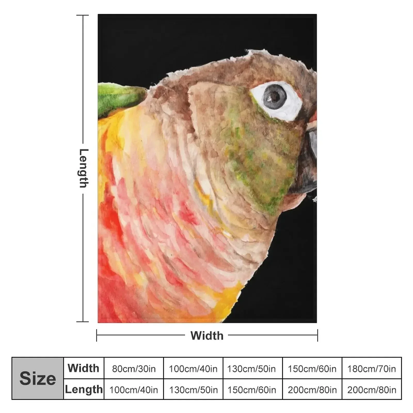 Copie de Green-cheeked Conure - Watercolor Art Red Yellow Green Throw Blanket Thermal for babies Shaggy Blankets