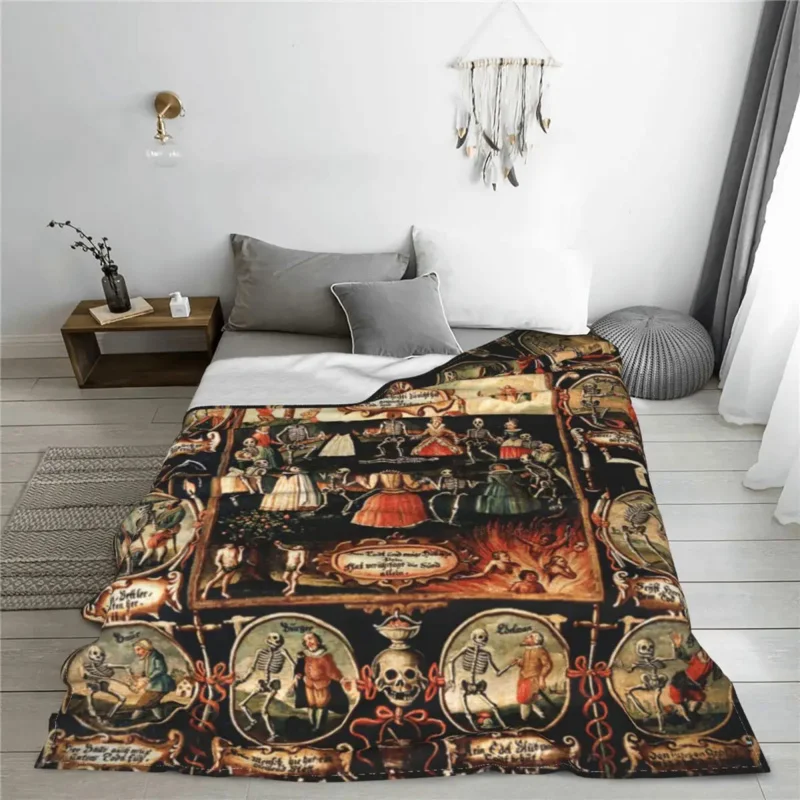 Hans Holbein The Dance Of Death Blankets Flannel Super Warm Throw Blanket for Car Sofa Couch Bedroom Quilt