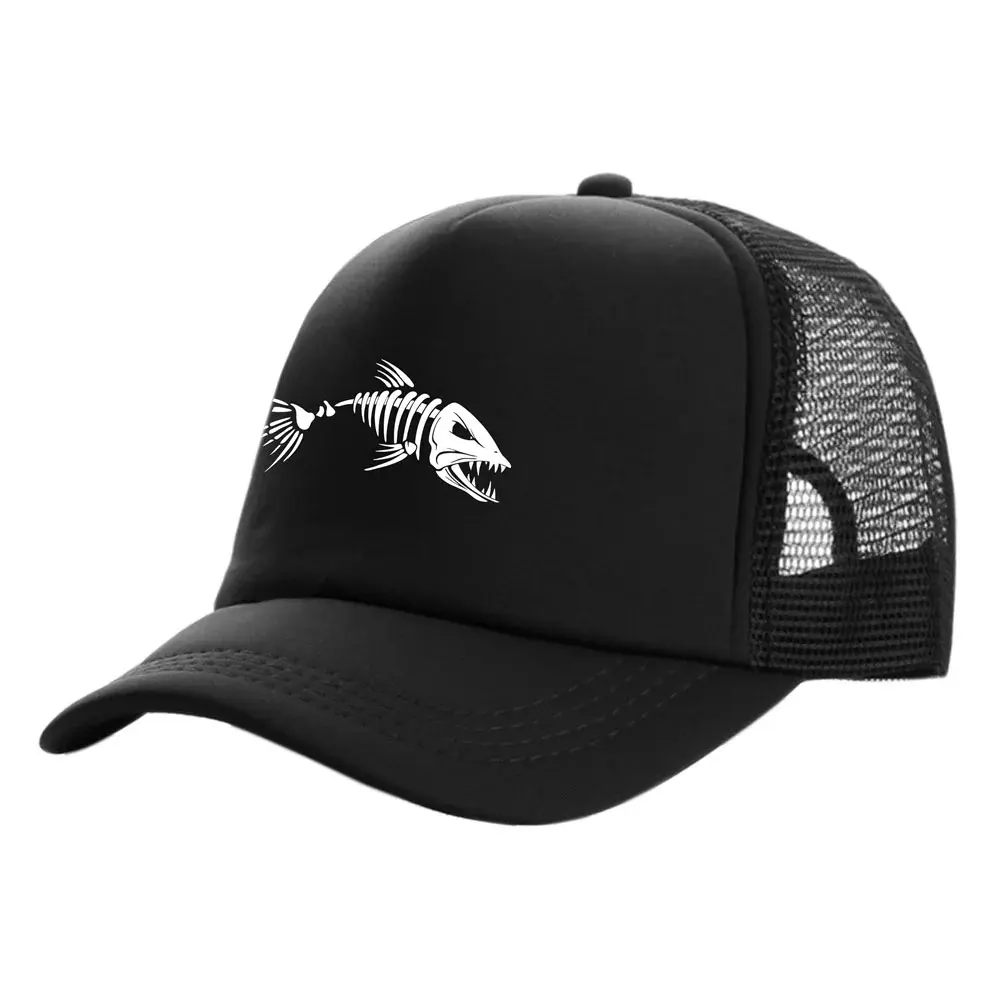 Fishbone Trucker Cap Summer Men Fishing Skeleton Fish Bone Baseball Caps Unisex Mesh Net Hats