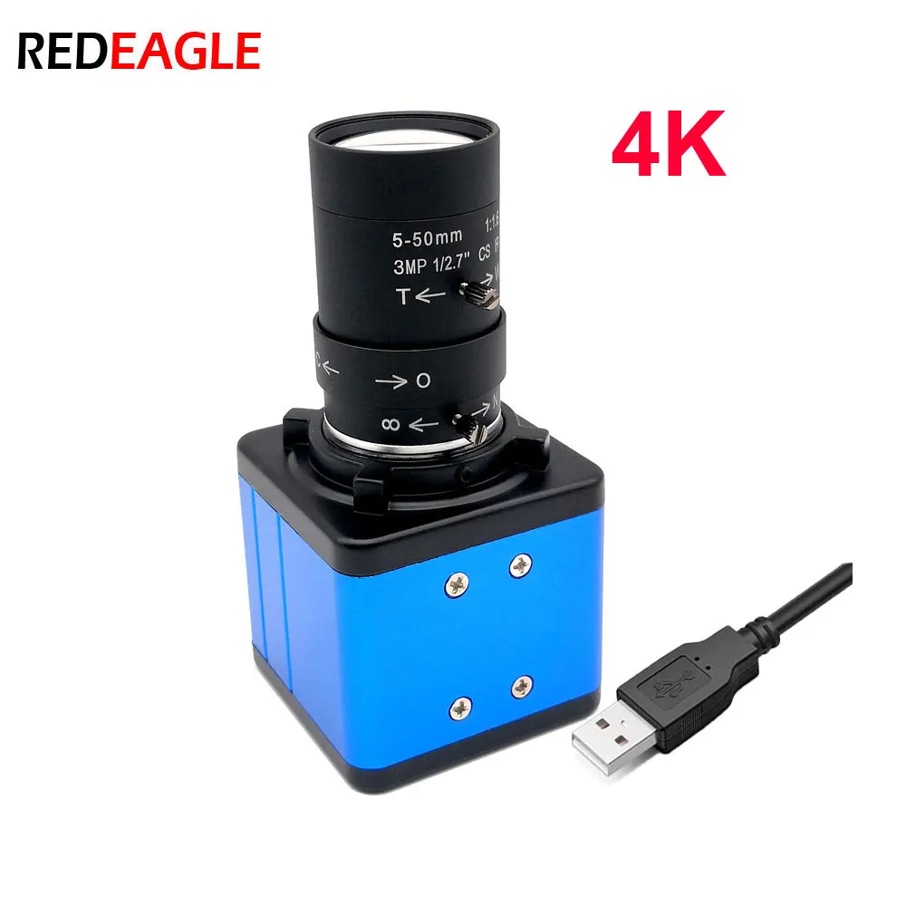 

4K 30 кадров в секунду 3840x2160, высокоскоростная 8-мегапиксельная USB-веб-камера, ПК, потоковая видеокамера, промышленная 4-кратная оптическая 2,8-12 мм/5-50 мм, варифокальный ручной зум