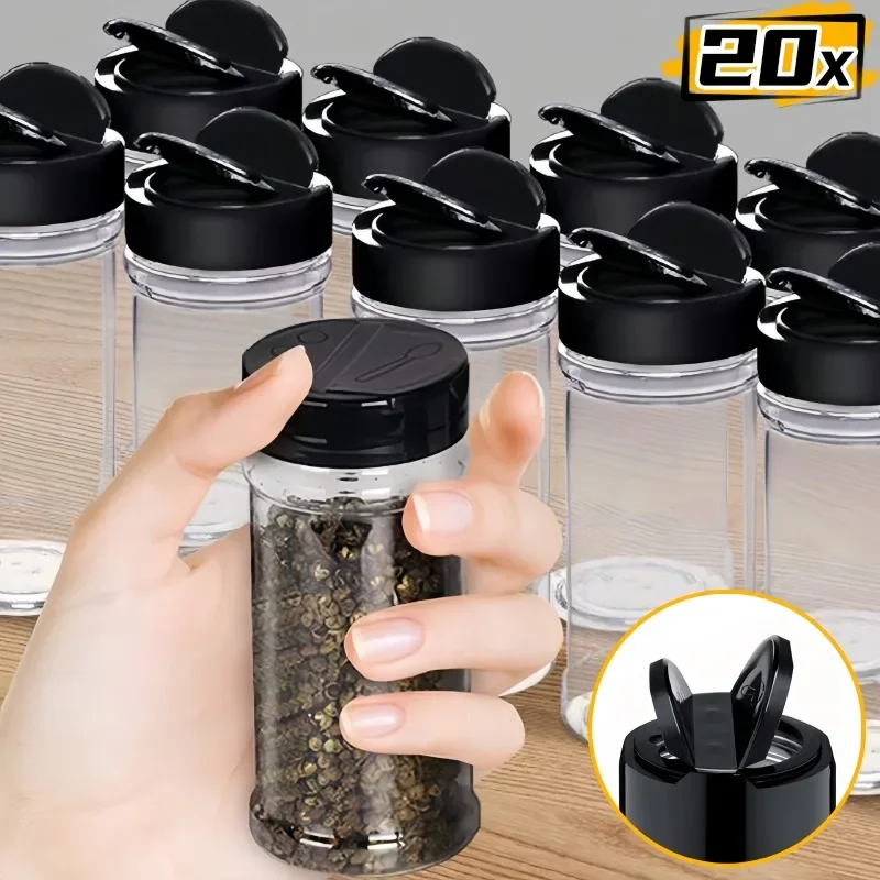 

1/20PCS Plastic Spice Jar Barbecue Condiment Bottles Kitchen Seasoning Salt Pepper Shaker Container Home Reusable Storage Jars