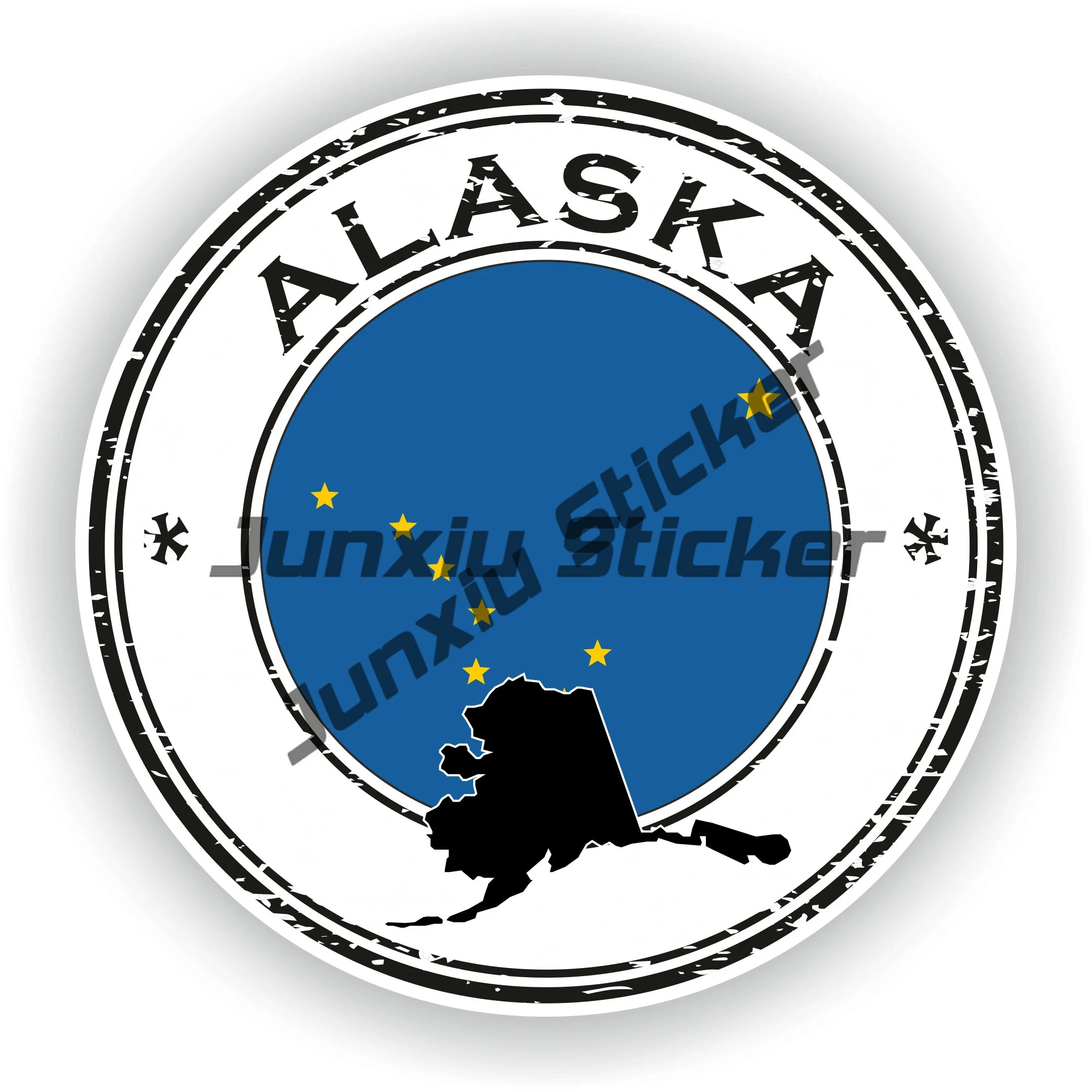 

Alaska Round Flag Seal Vinyl Sticker Alaska USA State Golden Badge Outdoor Waterproofing Decorative Accessories for The Car
