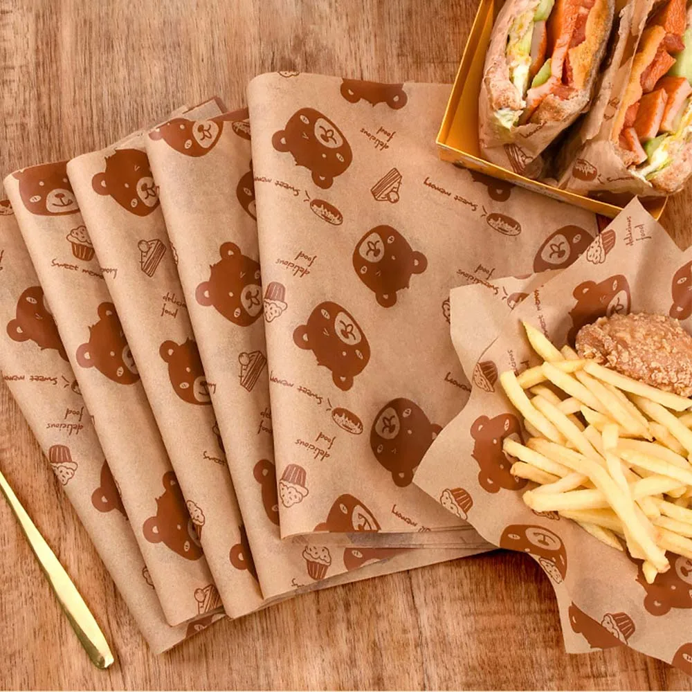 100Pcs Baking Oil-absorbing Paper Sandwich French Fries Fried Chicken Paper Bread Meat Roll Packaging Paper Kitchen Accessories