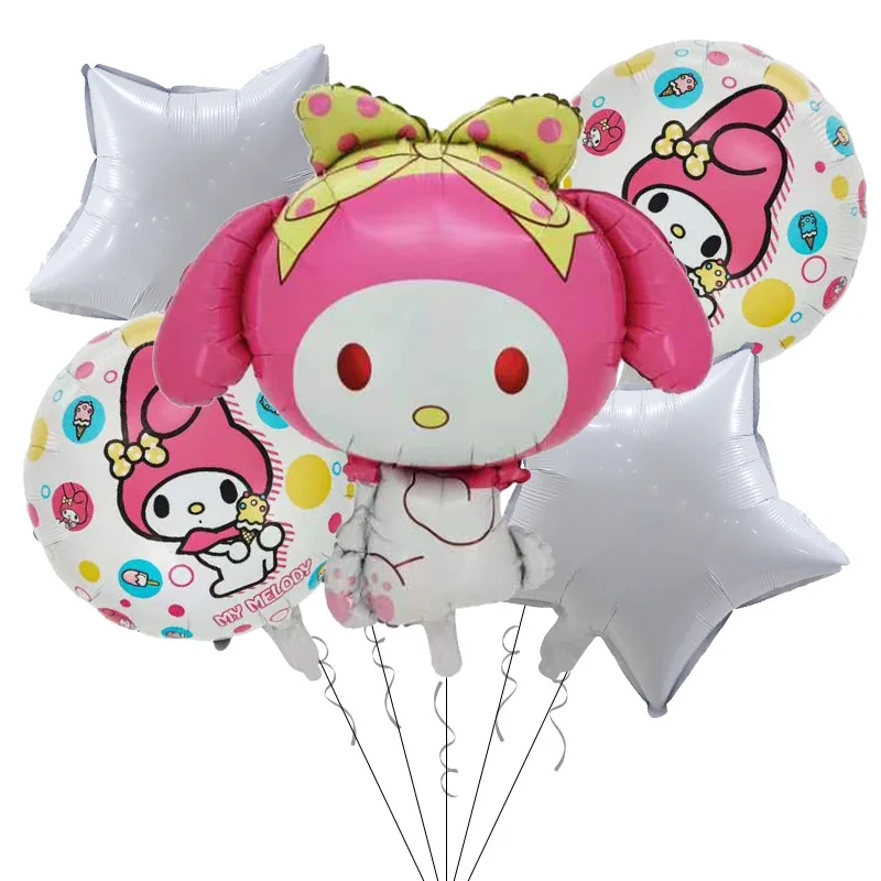 5PCS Sanrio Balloon Cute Kuromi My Melody Cinnamoroll Aluminium Film Balloons for Festivals Party Decor Kids Girl Birthday Gifts