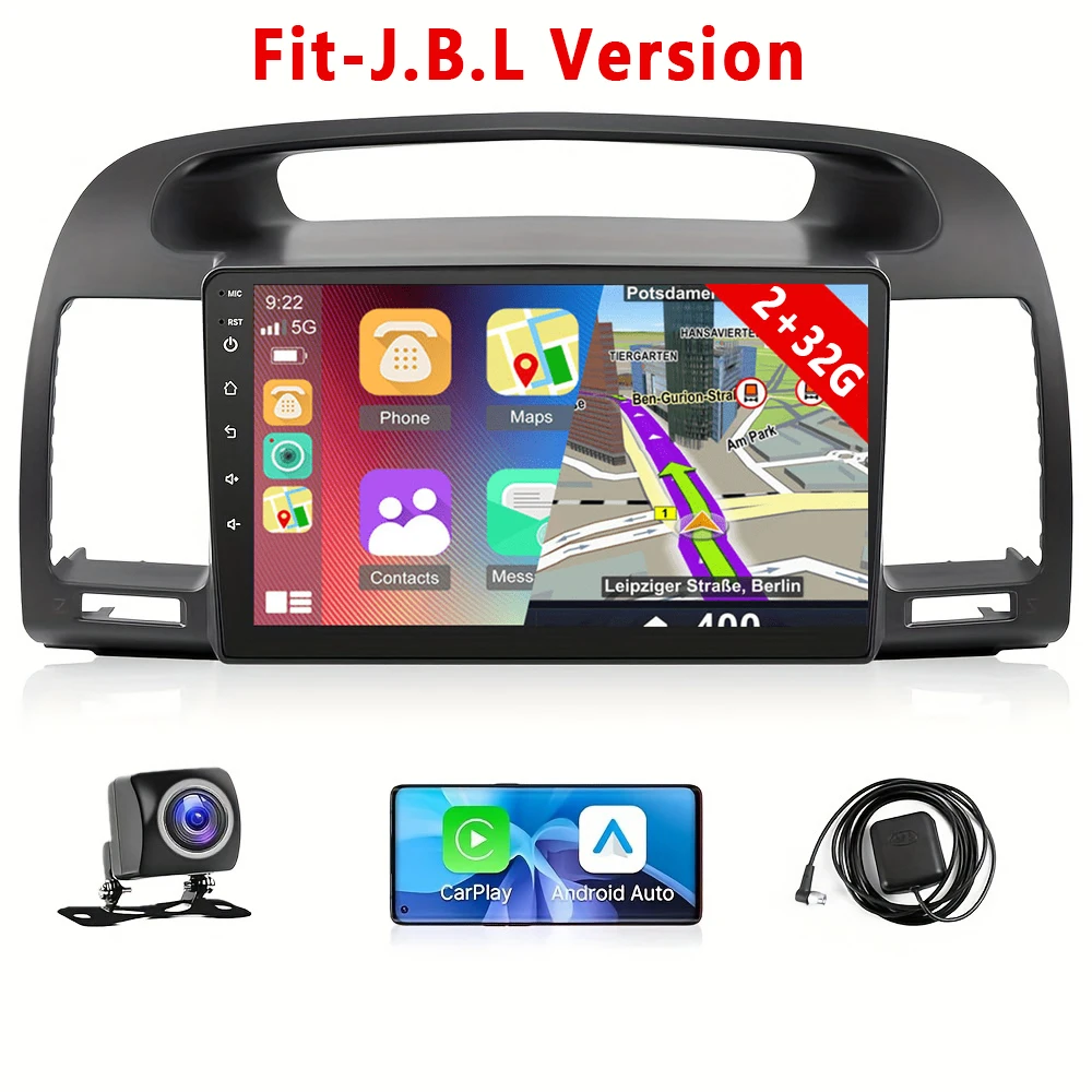9inch Touch Screen Car Stereo Radio for Toyota Camry (Fit-J.B.L Version) 2002 2003 2004 2005 2006 with Carplay Android Auto