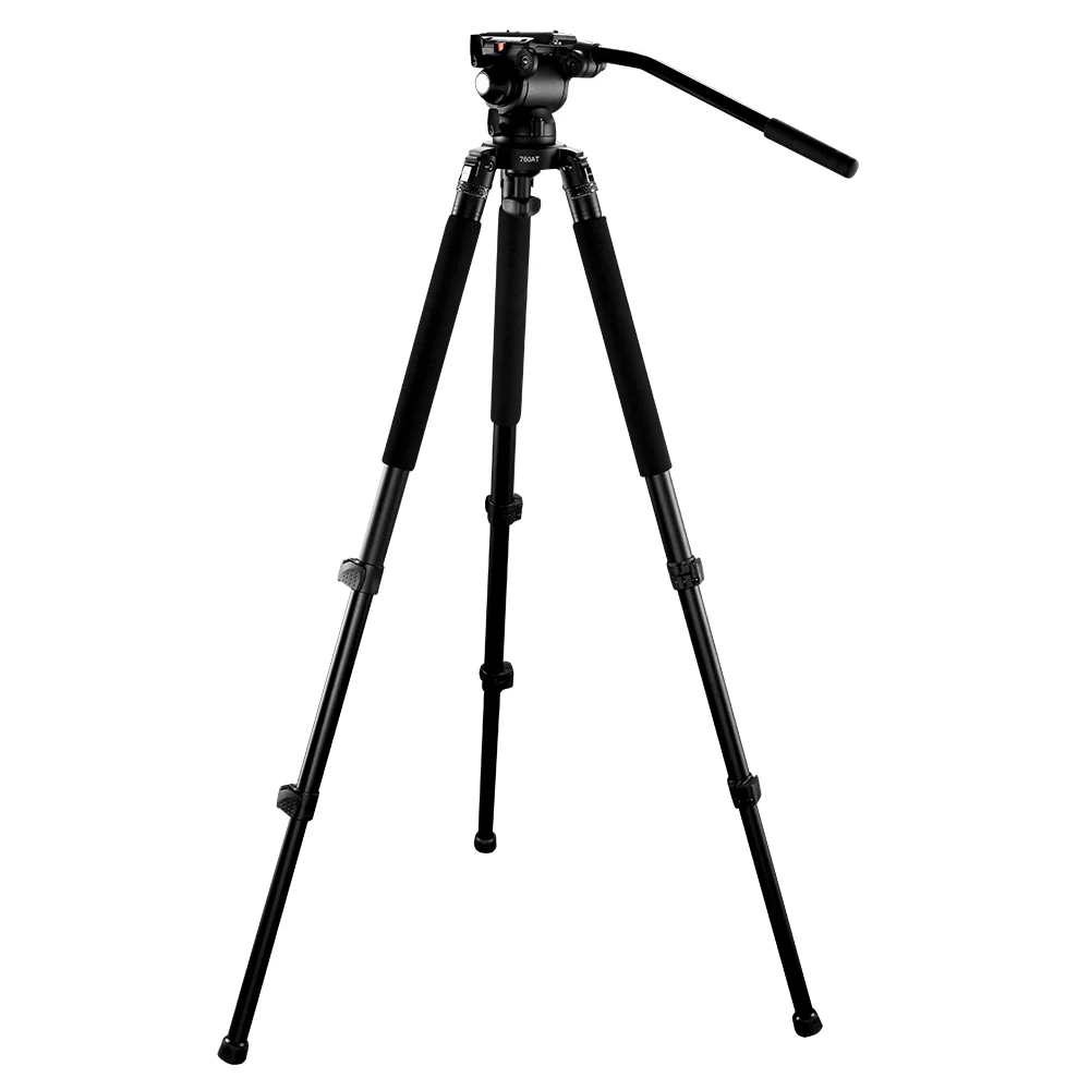 

E-IMAGE GH03+760AT Professional 75mm Bowl Light Weight Aluminium Video Tripod Wooden Stand Tripod Yungteg Vct 880