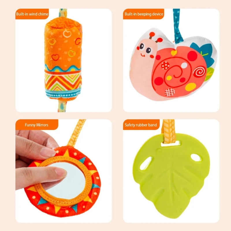Gentle Sounding Plush Mobile Toy For Stroller Installation Promoting Cognitive Growth Through Exploration A2UB