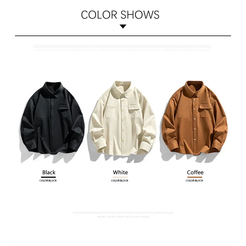 TFETTERS Brand Japan Shirts Mens Long Sleeve Cargo Spring Autumn New Full Sleeve Shirt Male Baggy Vintage Korean Dongdaemun 2025