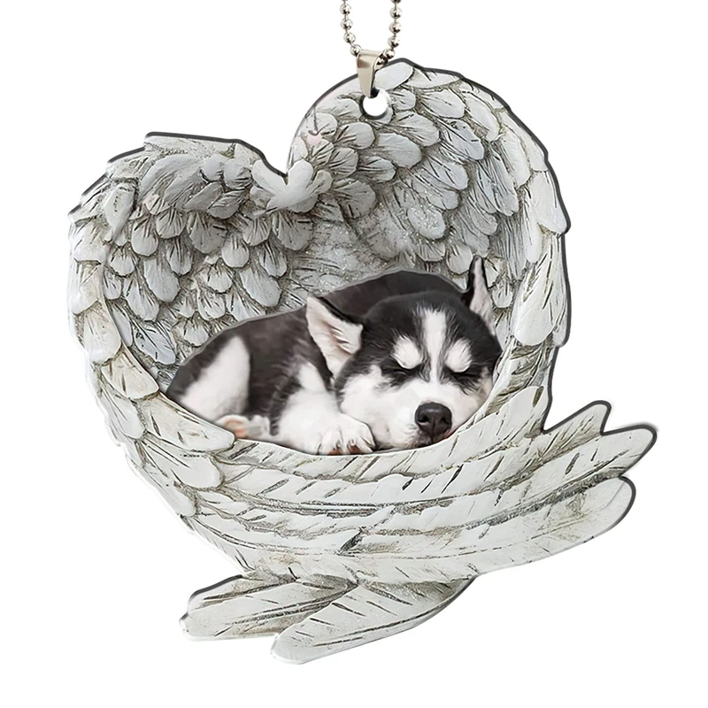 

Lovely Husky Hanging Ornament Cute Dog Acrylic Pendant Key Chain Animal Pendant Car Rear View Mirror Backpack Accessories