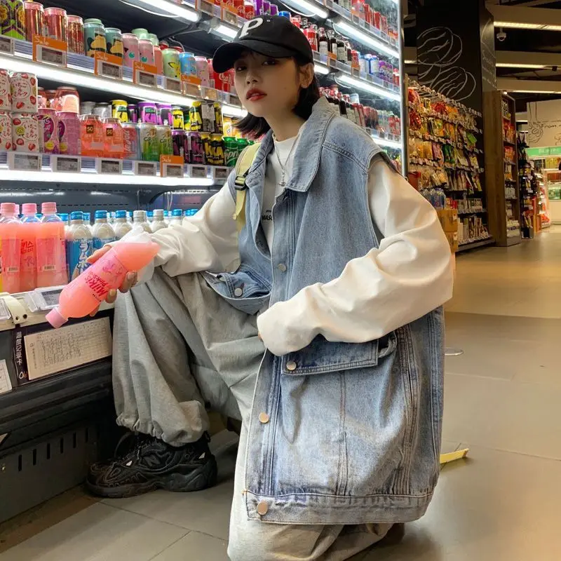 Light Luxury Hong Kong Flavor Retro Big Pocket Denim Vest Large Size Men Women Can Wear Loose And Thin Jacket Spring Autumn 2026