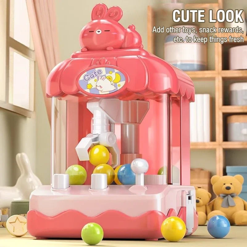 Mini Claw Machine Space Rocket Toy Funny Balls Grabbing Toys Cartoon Rabbit Dinosaur Ball Catcher Game Children Christmas Gifts