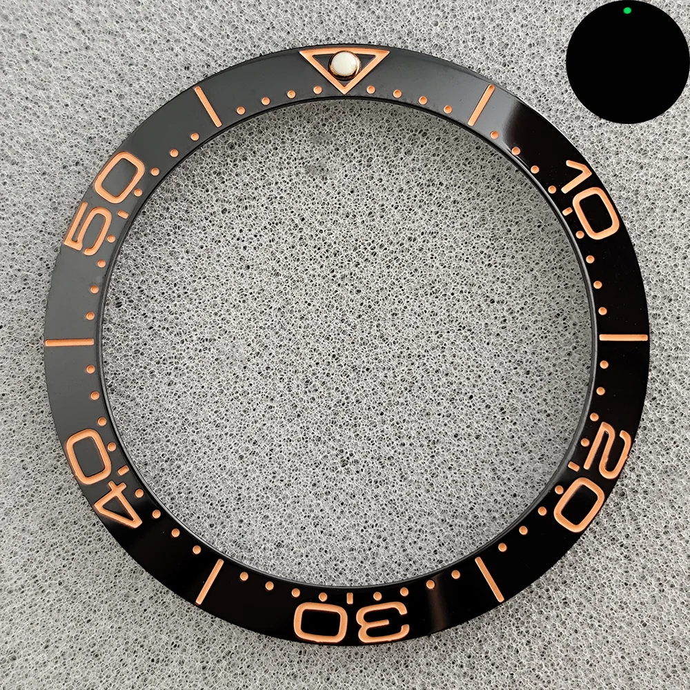38mm Tilted Ceramic SUB Bezel Insert Ring Luminous Fit Seahorse Case NH35 NH36 Movement Refit Parts
