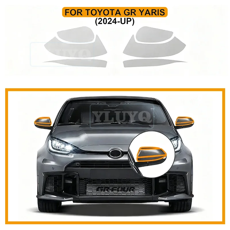 

For Toyota GR Yaris 2024 2025 Headlight Rearview Film Car Paint Protection Film TPU Pre-cut Anti-scratch Repair Kit Transparent