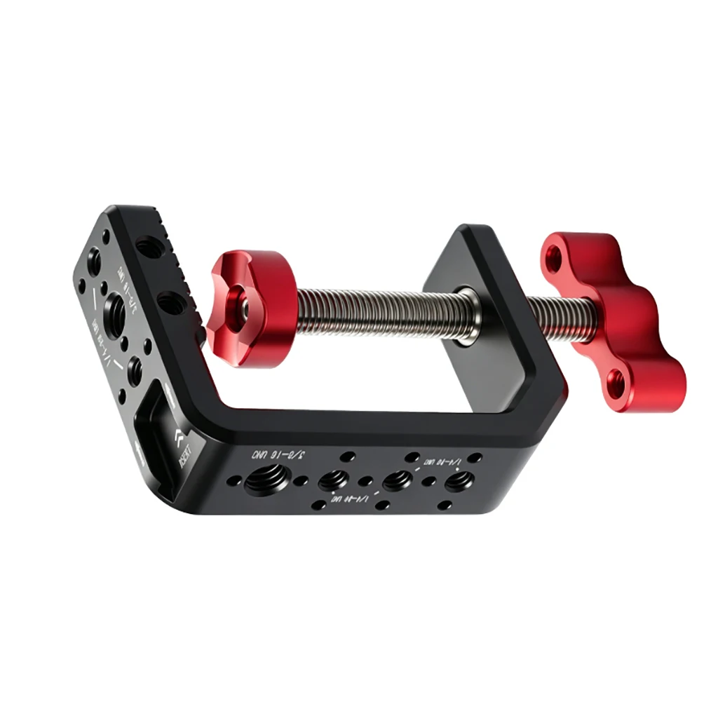 Aluminium C-Klemme mit Cold Shoe und Arri-Positionierloch 1/4" 3/8" Gewinde für DSLR-Kamera, Monitor, LED-Videoleuchte, Schreibtisch-Rig – Detail 24
