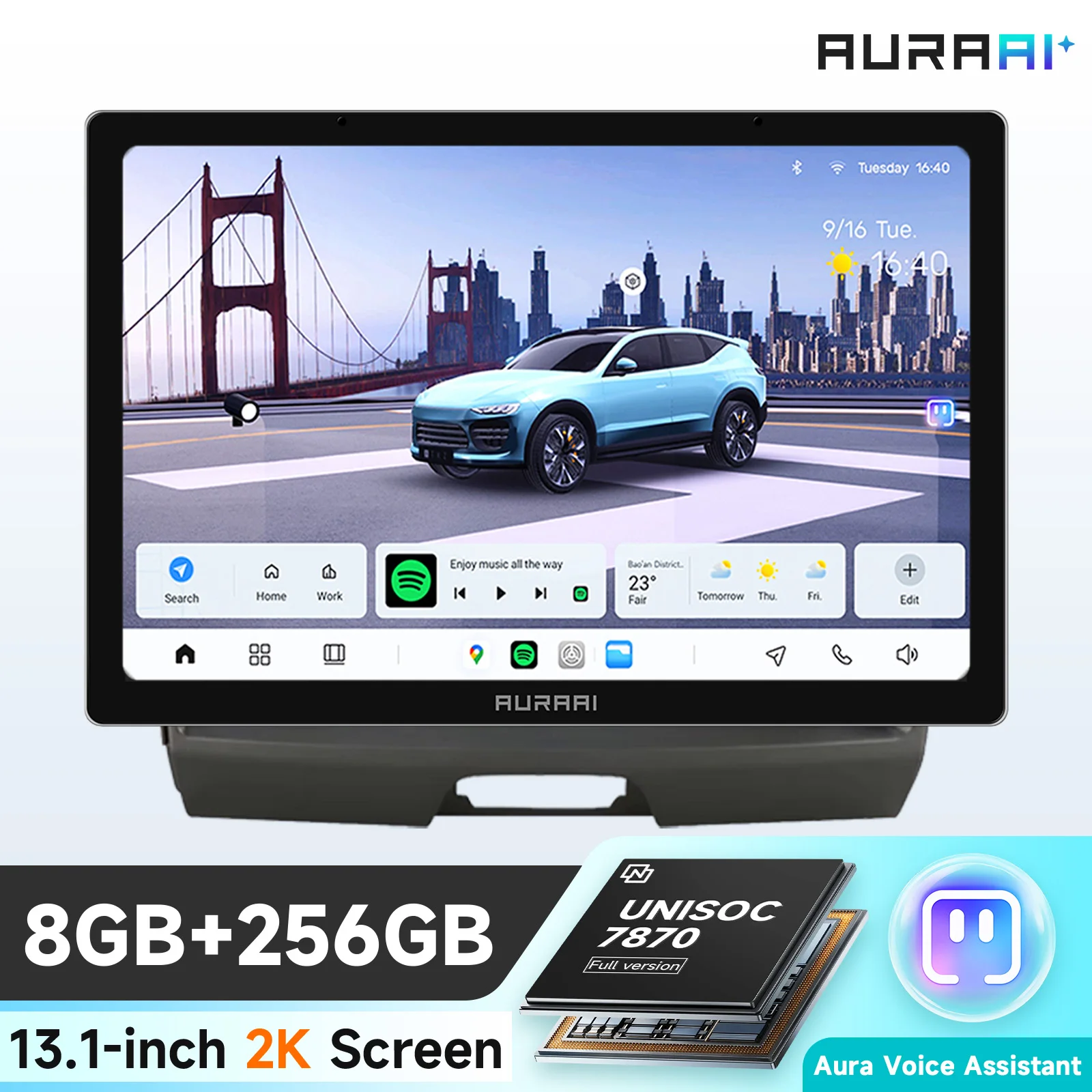 AURA AI 7870 2K Scherm 4G Carplay Android autoradio GPS voor KIA Sportage 3 2010-2016 Speler ADAS Camera Autoradio WIFI Stereo Video