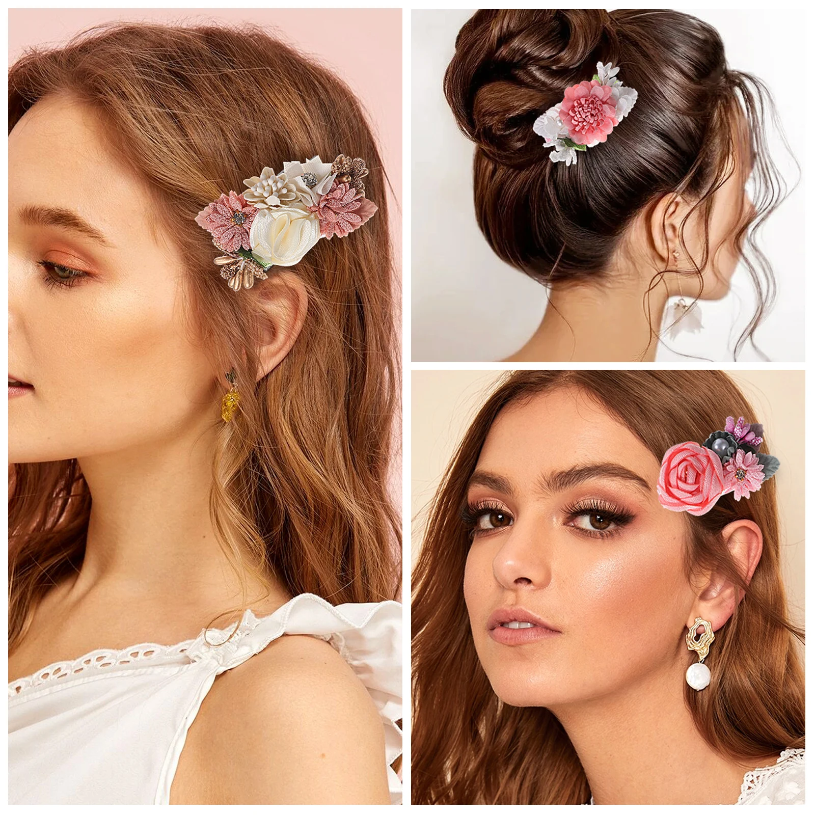 

9 pcs Simulated Hairpin Floral Accessories Girls Clips Thin Head Decorative Bride Hair Flowers Women Daily Beach Party Vacation