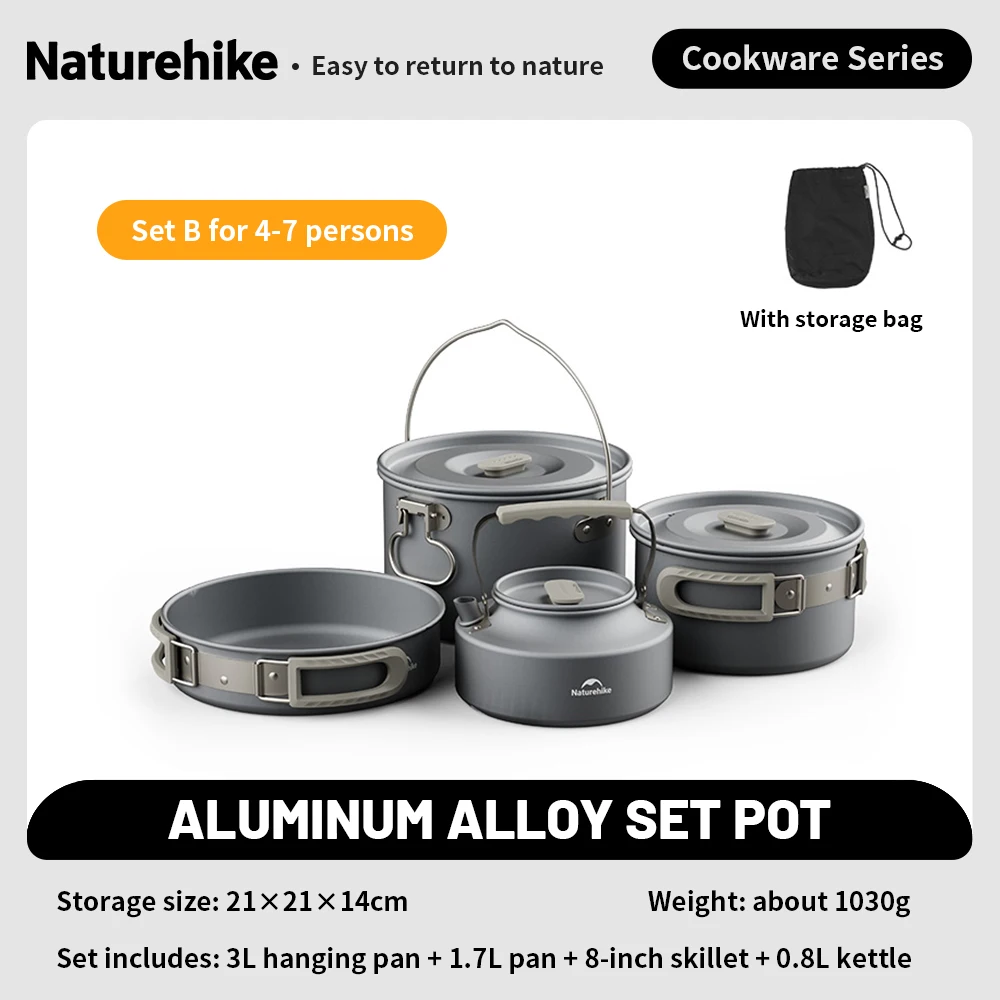 Naturehike Camping Cookware Kit Outdoor Frying Pan Portable Kettle Foldable Picnic Tableware Kitchen Utensils Cooking Utensils image 3