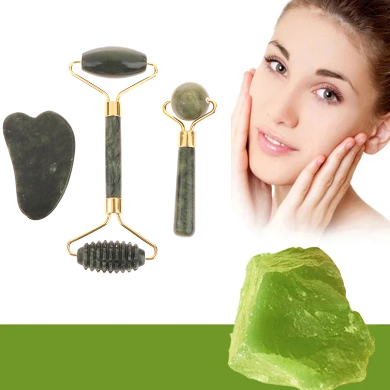 1/2/3pc Guasha Natural Stone Massage Face Jade Roller Gua Sha Massage Tool For SPA Body Visage Rouleau De Massage Rouleau Visage