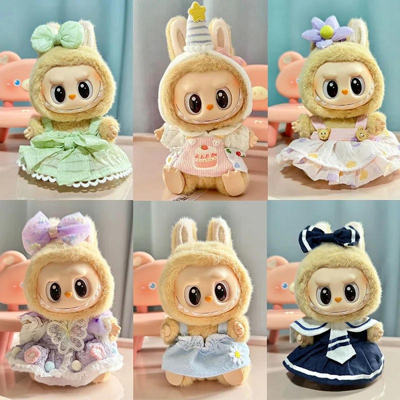 

17 см Labubu Одежда V1 V2 Слепая коробка Kawaii Labubu Сидящая вечеринка Серия Кукольная одежда Украшение Милый брелок Bjd Игрушки Одежда