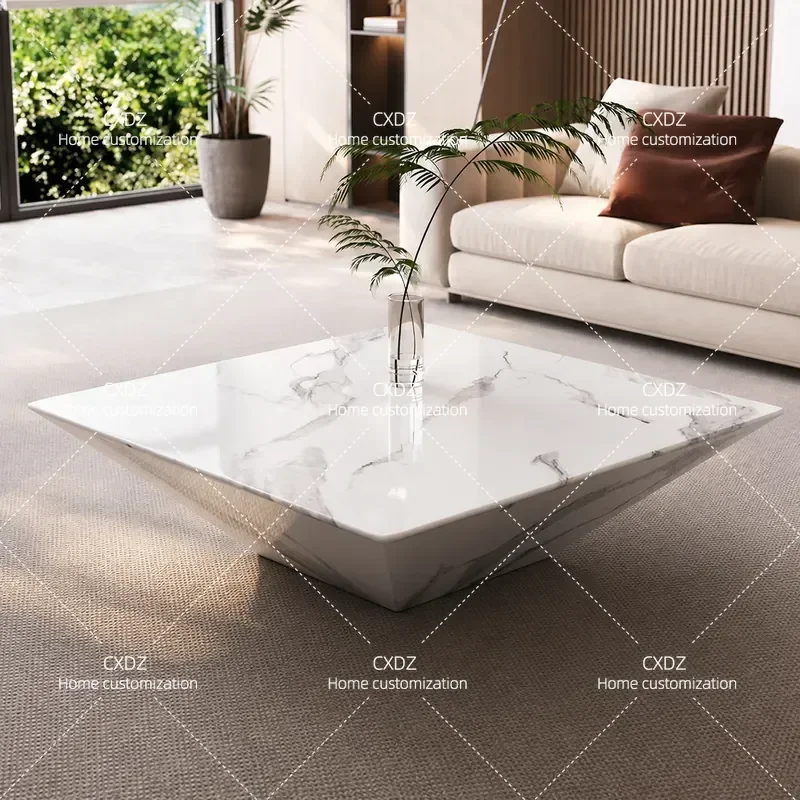 Light Luxury Marble Square Coffee Table Modern Simple Creative Design for Living Room Home Apartment Furniture