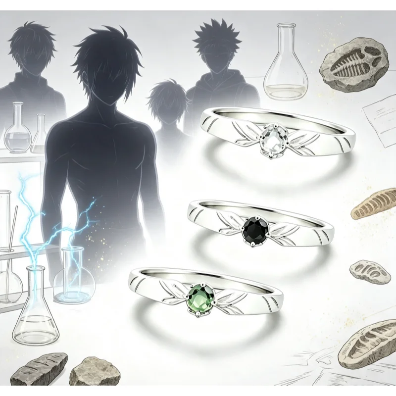 Dr.STONE Senku Ishigami Gen Asagiri Kohaku Ring Anime Peripherals Fashion Trend Cosplay Cartoon Accessories Niche Holiday Gifts