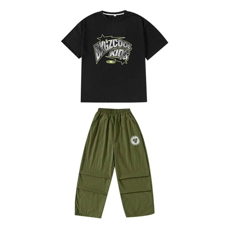 Ragazzi Abiti da ballo Hip Hop Maniche corte T-shirt Pantaloni larghi Abbigliamento da pratica jazz Costume da spettacolo di danza di strada