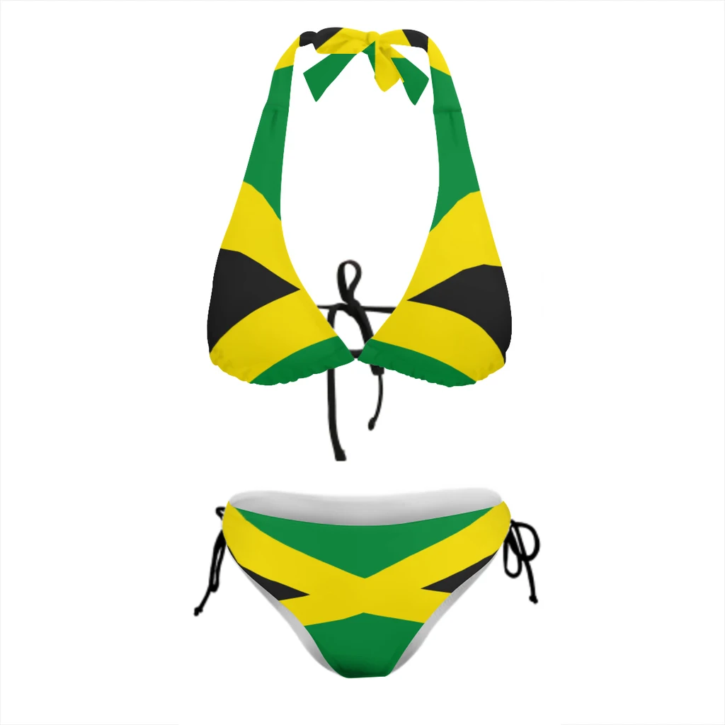 Sexy Brazilian Thong Bikini Mujer Swimwear Women Jamaica Flag Summer Beachwear Set