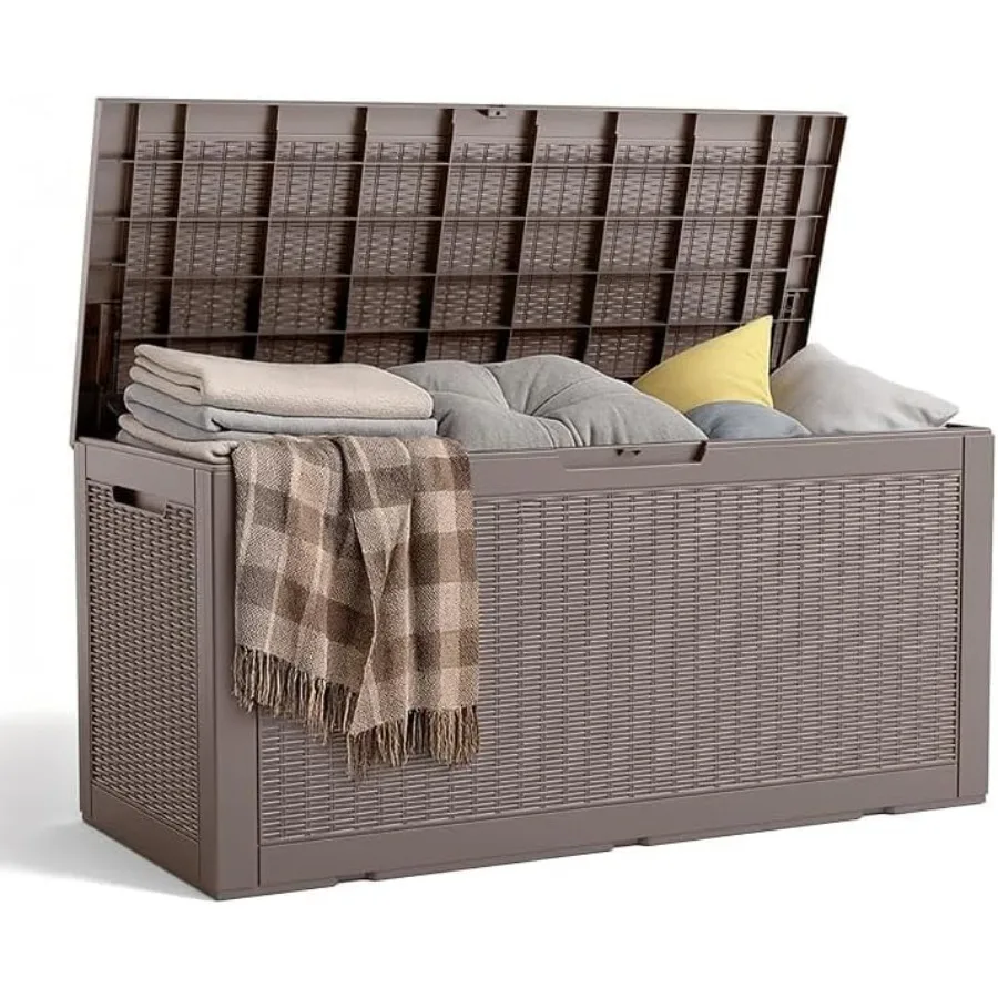 

Водонепроницаемая палубная коробка на 100 галлонов для наружного хранения. Прочное и просторное решение для использования в патио и саду.