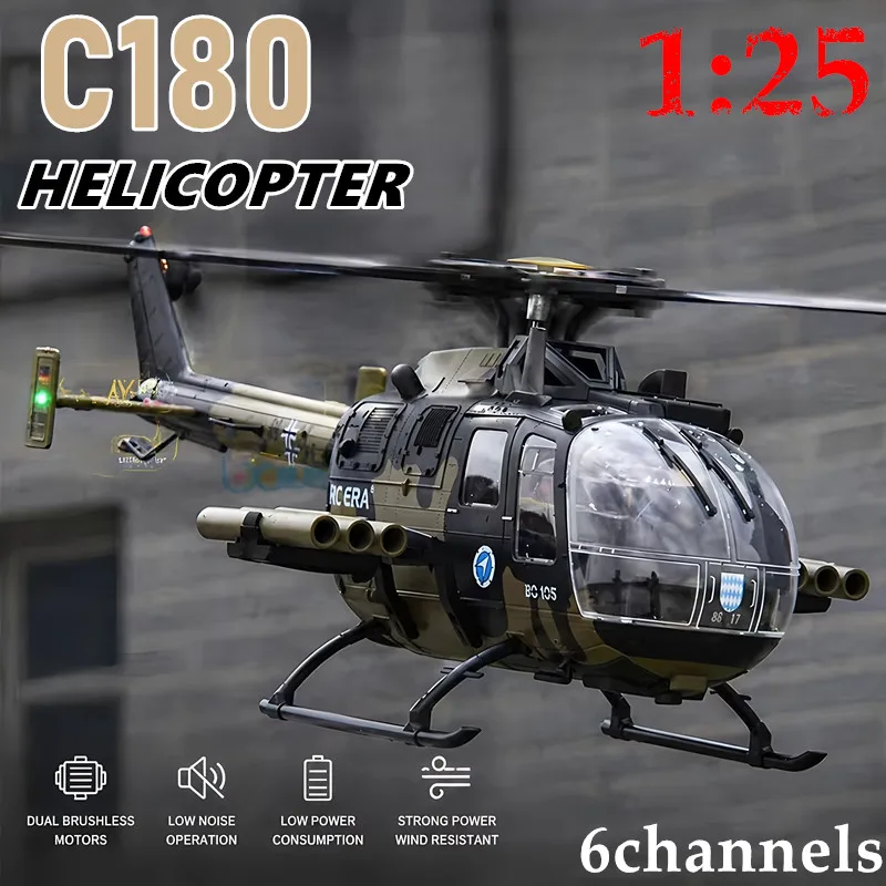 RC ERA 1:25 Remote Control Helicopter C180 Dual Brushless Simulation Helicopter BO105 One-Key Inverted Flight Optical Flow Lidar