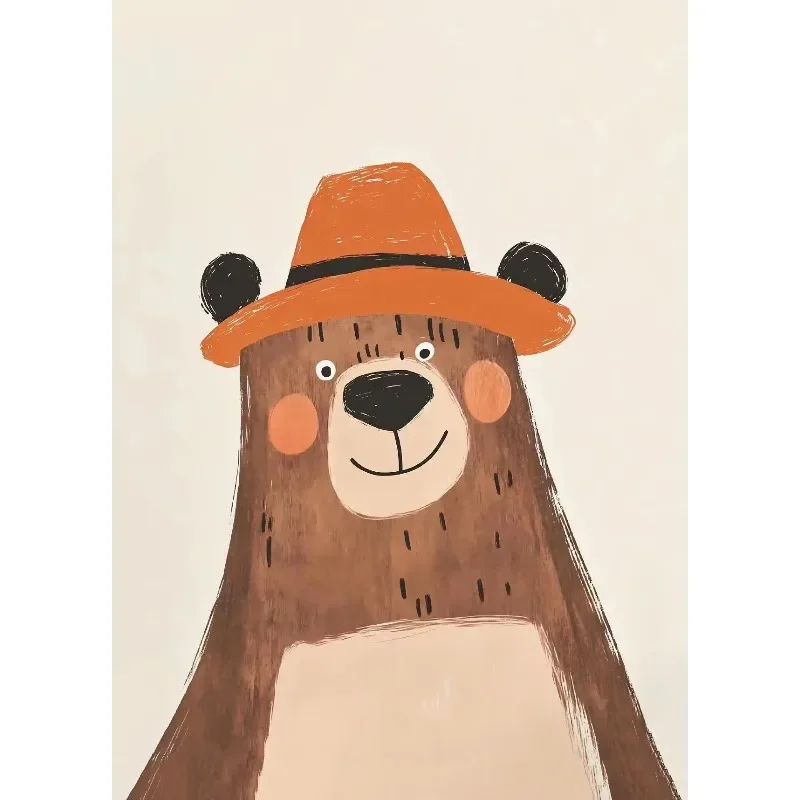 Funny Cute Cartoon Animals Minimalist Nordic Posters Prints Canvas Painting Wall Art Picture Living Room Kindergarten Home De
