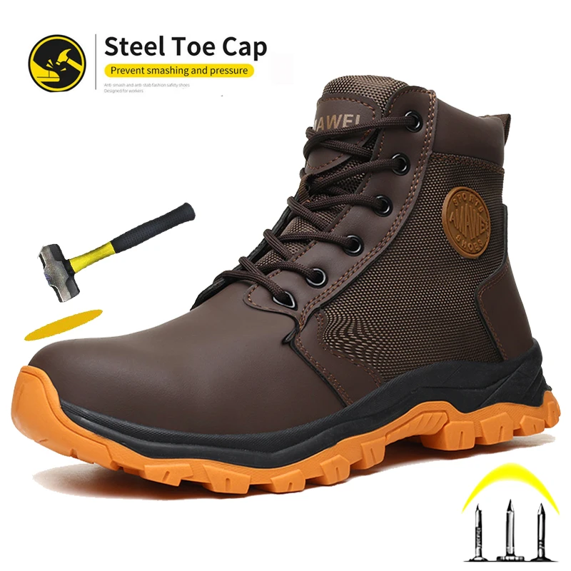 Safety Shoes Work Shoes Steel Toe Men Anti-smash Protective Work Boots Anti-smash Construction Boots Indestructible Safety Boots