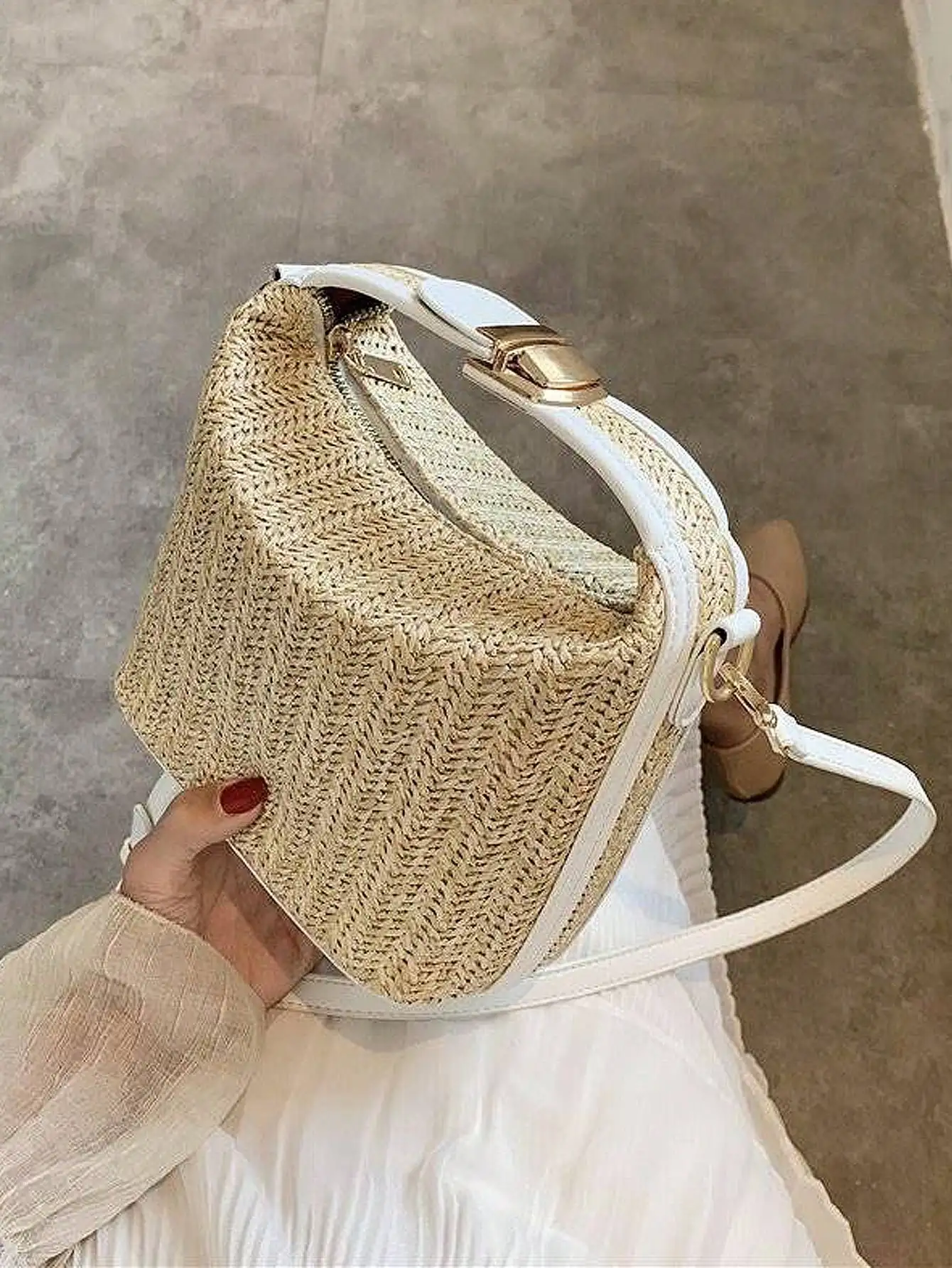 2024 Summer New Grass Weaving Small Bag Casual Women\'s Bag Handheld One Shoulder Crossbody Bag