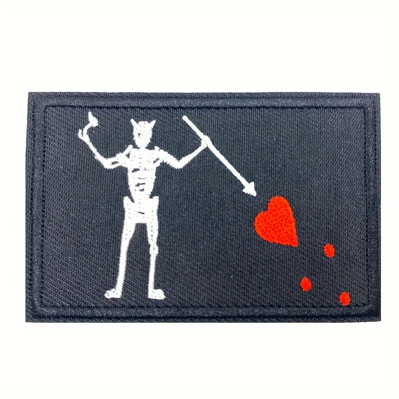 Jolly Roger Skull Blackbeard Pirate Flag Edward Military Hook Loop Tactics Morale Embroidered Velcros Patch for Sewing Molle Bag